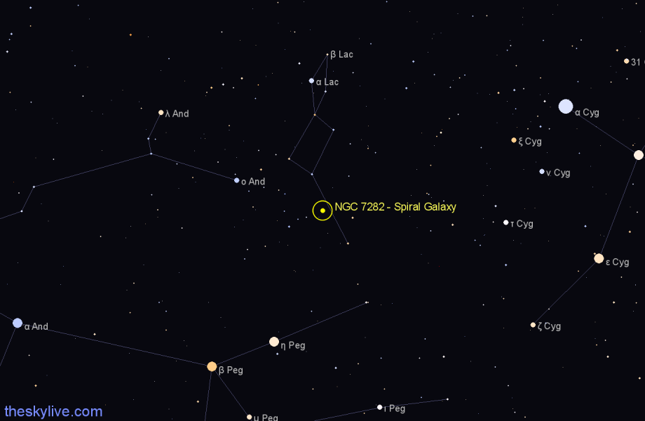 Finder chart NGC 7282 - Spiral Galaxy in Lacerta star
