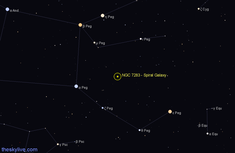 Finder chart NGC 7283 - Spiral Galaxy in Pegasus star