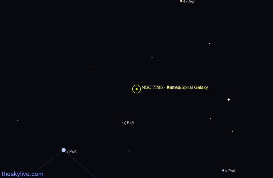Finder chart NGC 7285 - Barred Spiral Galaxy in Aquarius star