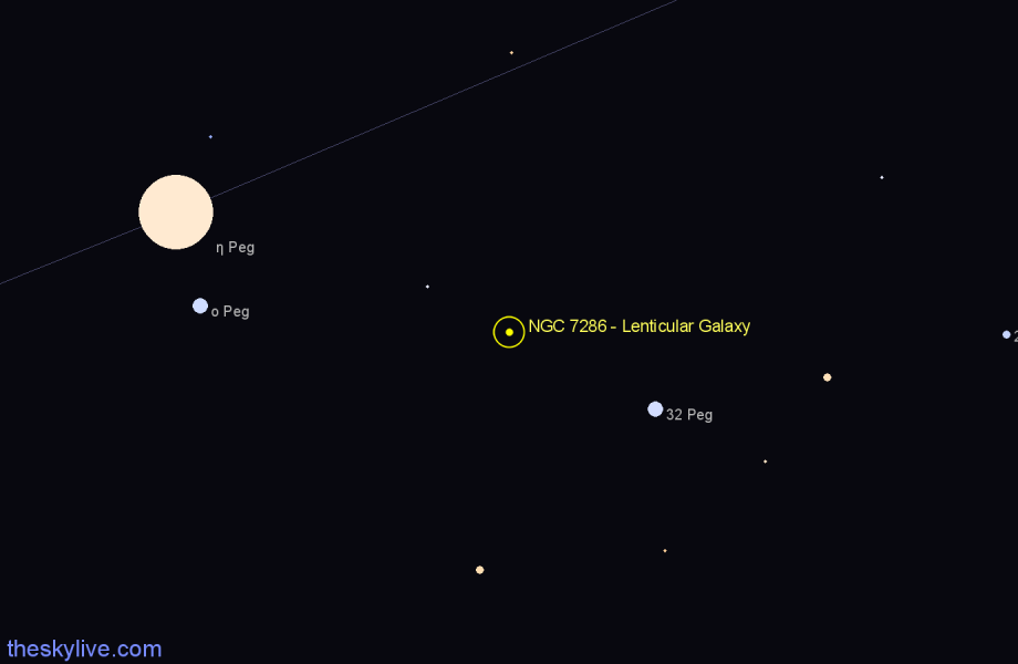 Finder chart NGC 7286 - Lenticular Galaxy in Pegasus star