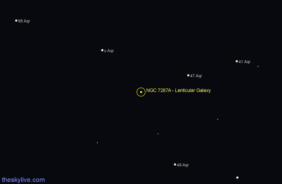Finder chart NGC 7287A - Lenticular Galaxy in Aquarius star