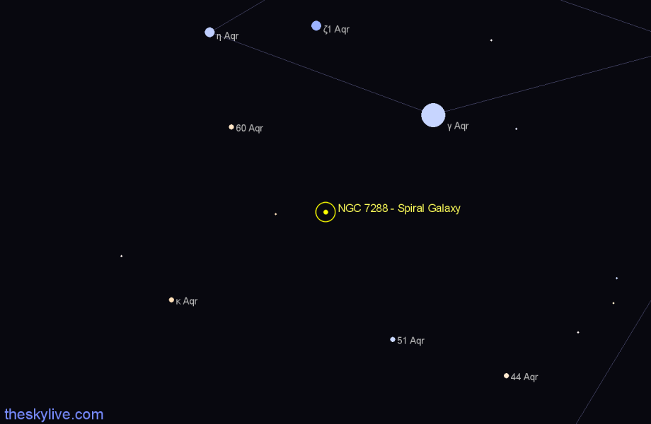 Finder chart NGC 7288 - Spiral Galaxy in Aquarius star