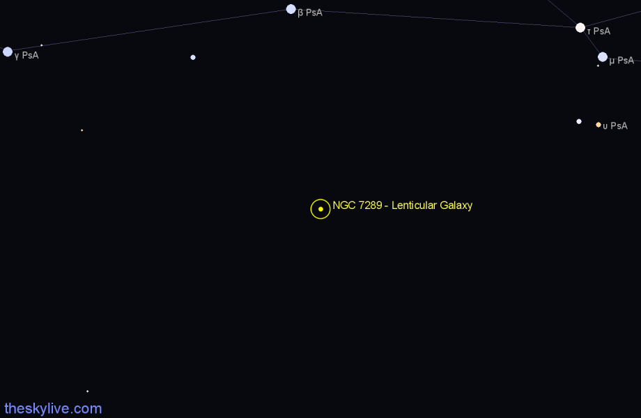 Finder chart NGC 7289 - Lenticular Galaxy in Piscis Austrinus star