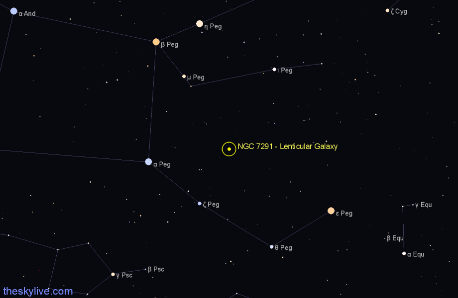 Finder chart NGC 7291 - Lenticular Galaxy in Pegasus star