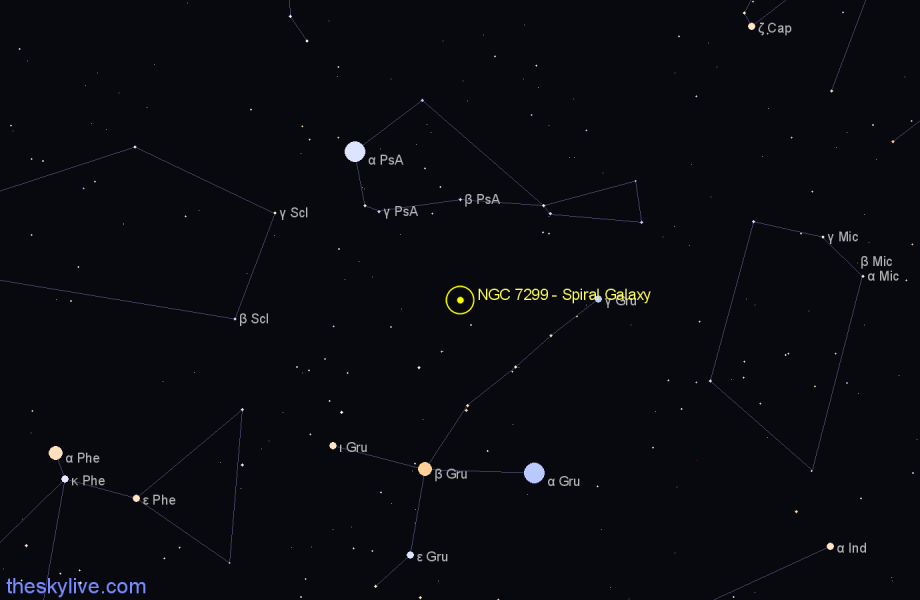 Finder chart NGC 7299 - Spiral Galaxy in Grus star