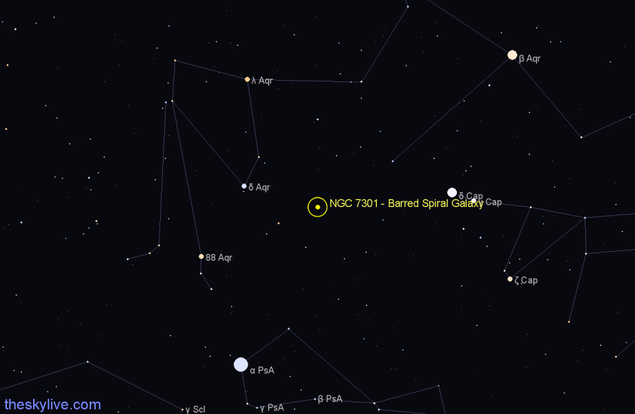 Finder chart NGC 7301 - Barred Spiral Galaxy in Aquarius star