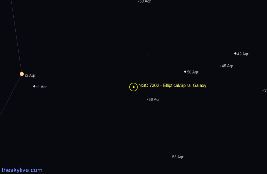 Finder chart NGC 7302 - Elliptical/Spiral Galaxy in Aquarius star