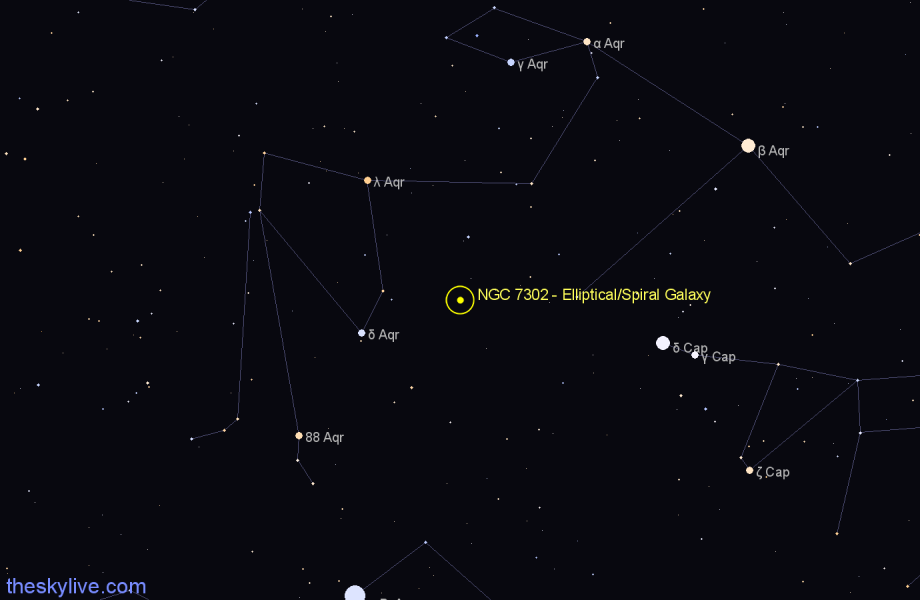 Finder chart NGC 7302 - Elliptical/Spiral Galaxy in Aquarius star