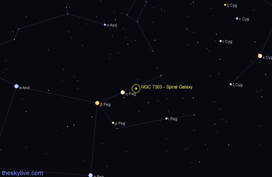 Finder chart NGC 7303 - Spiral Galaxy in Pegasus star