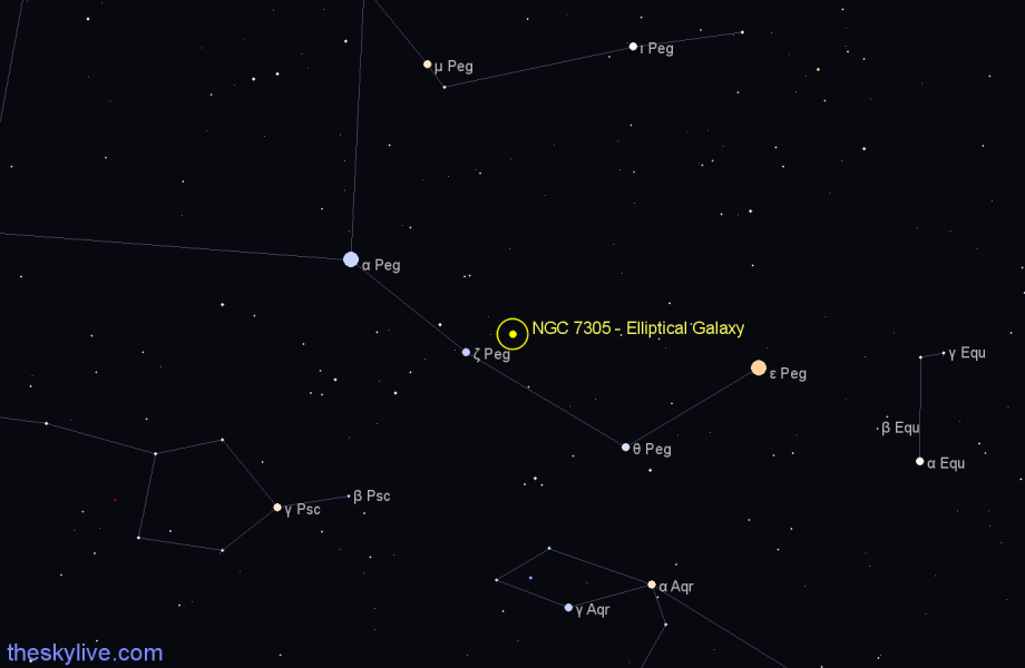 Finder chart NGC 7305 - Elliptical Galaxy in Pegasus star