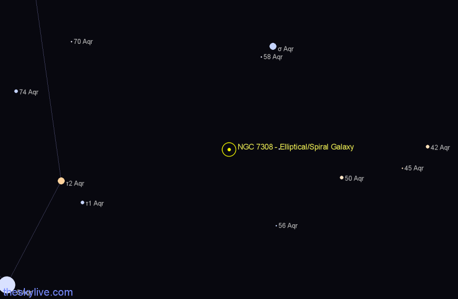 Finder chart NGC 7308 - Elliptical/Spiral Galaxy in Aquarius star