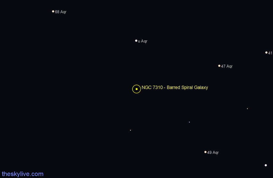 Finder chart NGC 7310 - Barred Spiral Galaxy in Aquarius star