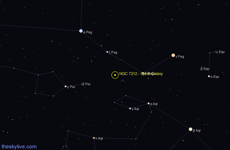 Finder chart NGC 7312 - Spiral Galaxy in Pegasus star