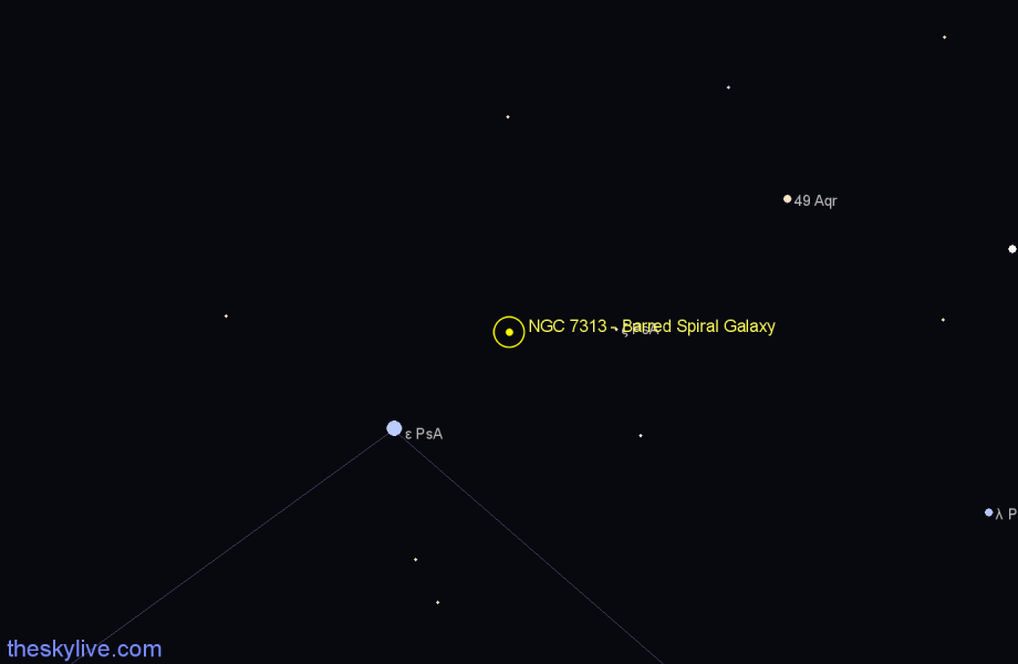 Finder chart NGC 7313 - Barred Spiral Galaxy in Piscis Austrinus star