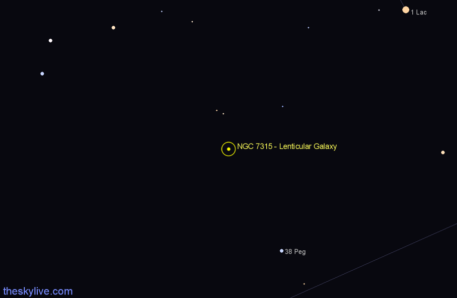 Finder chart NGC 7315 - Lenticular Galaxy in Pegasus star