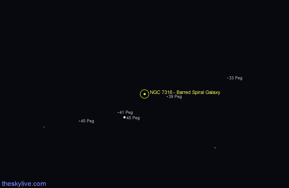 Finder chart NGC 7316 - Barred Spiral Galaxy in Pegasus star