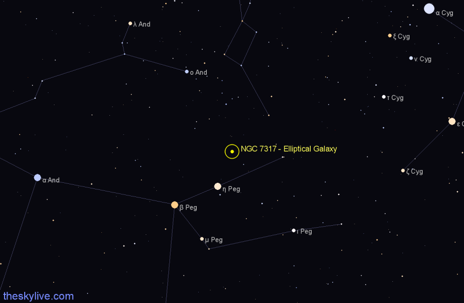 Finder chart NGC 7317 - Elliptical Galaxy in Pegasus star