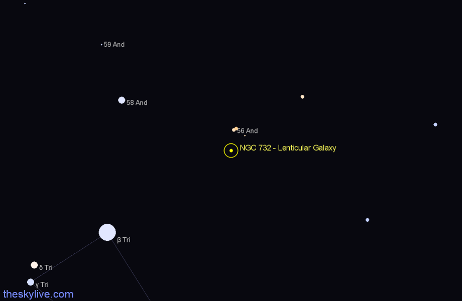 Finder chart NGC 732 - Lenticular Galaxy in Andromeda star