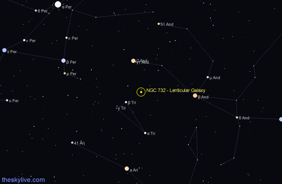 Finder chart NGC 732 - Lenticular Galaxy in Andromeda star