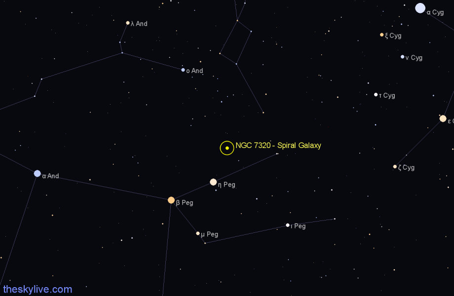 Finder chart NGC 7320 - Spiral Galaxy in Pegasus star