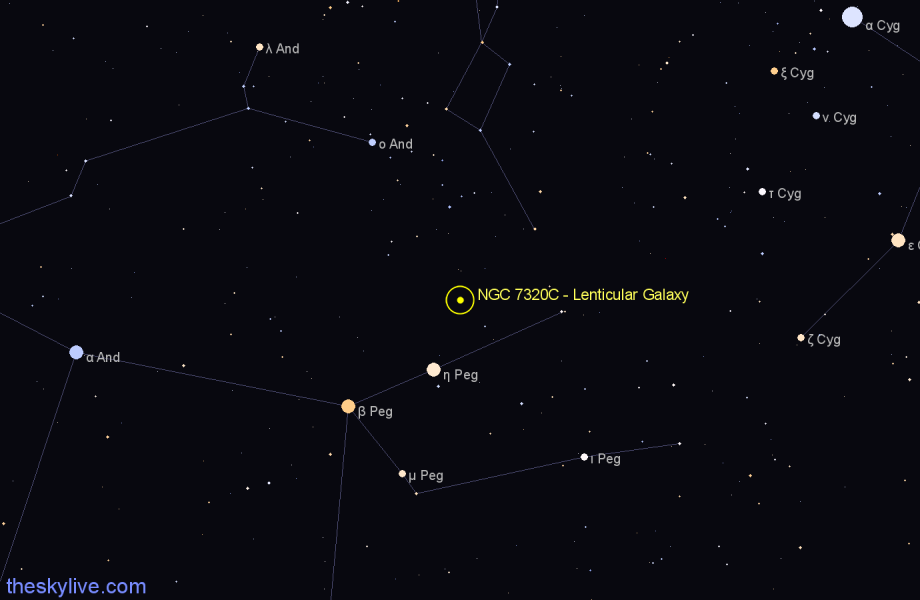 Finder chart NGC 7320C - Lenticular Galaxy in Pegasus star