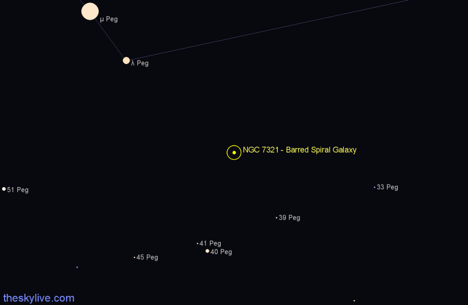 Finder chart NGC 7321 - Barred Spiral Galaxy in Pegasus star