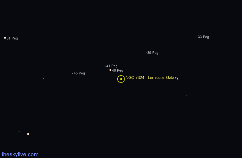 Finder chart NGC 7324 - Lenticular Galaxy in Pegasus star