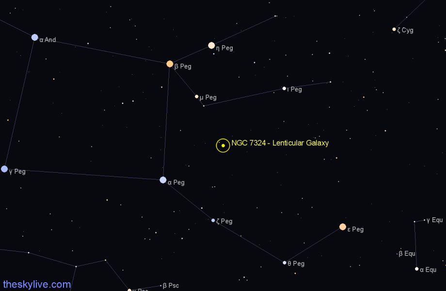 Finder chart NGC 7324 - Lenticular Galaxy in Pegasus star