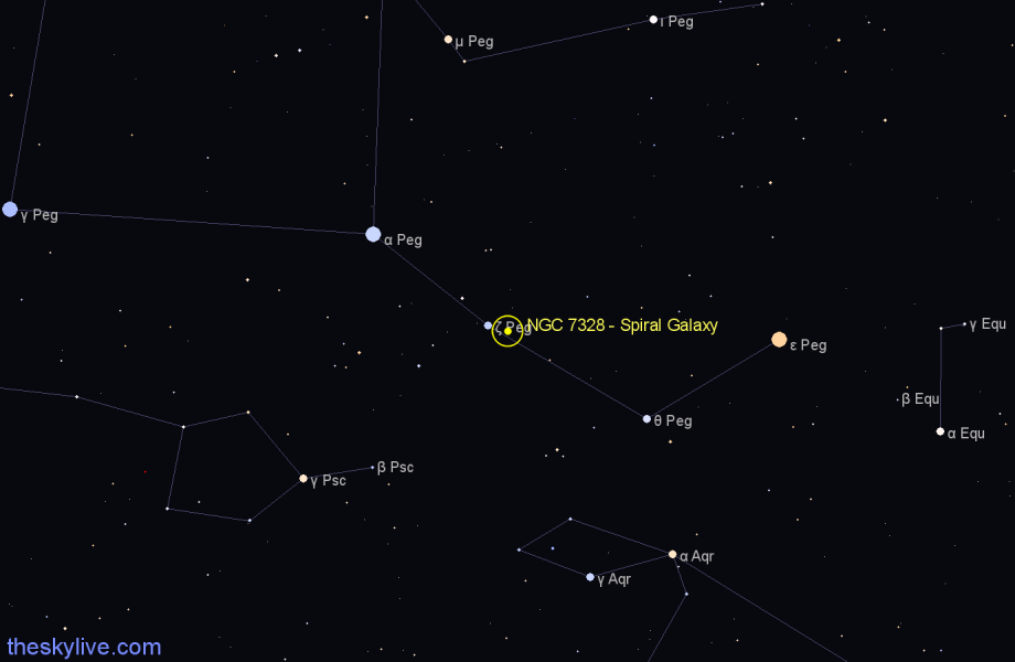 Finder chart NGC 7328 - Spiral Galaxy in Pegasus star