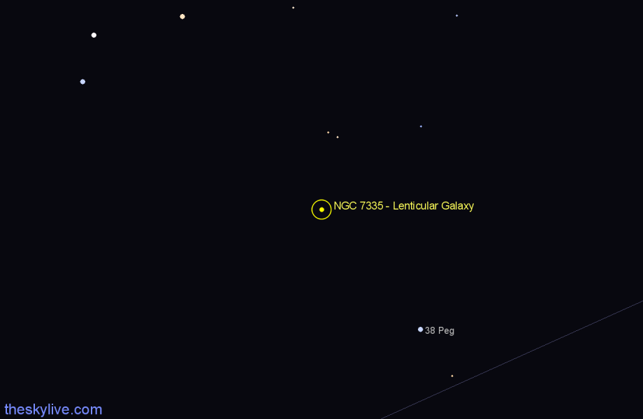 Finder chart NGC 7335 - Lenticular Galaxy in Pegasus star