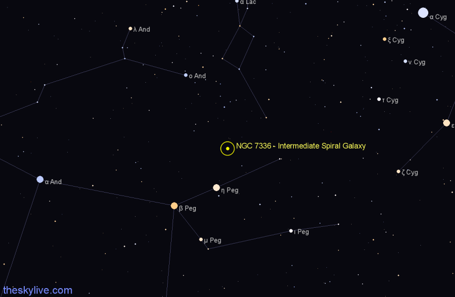 Finder chart NGC 7336 - Intermediate Spiral Galaxy in Pegasus star