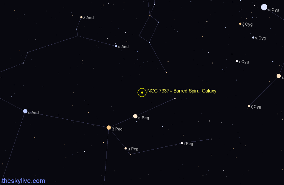 Finder chart NGC 7337 - Barred Spiral Galaxy in Pegasus star