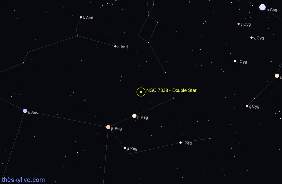 Finder chart NGC 7338 - Double Star in Pegasus star