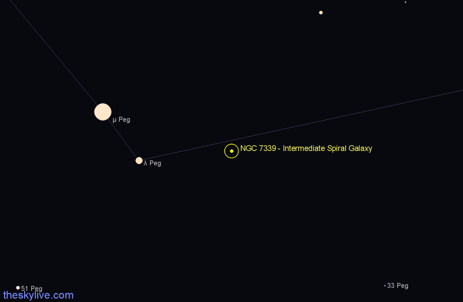 Finder chart NGC 7339 - Intermediate Spiral Galaxy in Pegasus star