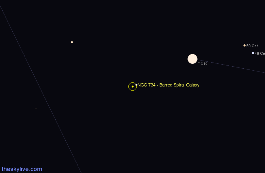 Finder chart NGC 734 - Barred Spiral Galaxy in Cetus star