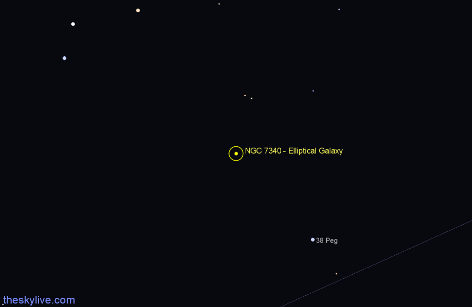 Finder chart NGC 7340 - Elliptical Galaxy in Pegasus star