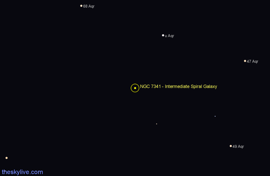 Finder chart NGC 7341 - Intermediate Spiral Galaxy in Aquarius star