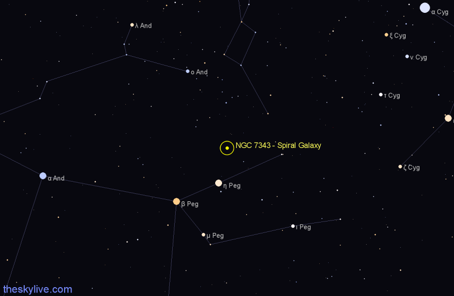 Finder chart NGC 7343 - Spiral Galaxy in Pegasus star