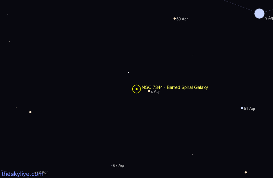 Finder chart NGC 7344 - Barred Spiral Galaxy in Aquarius star