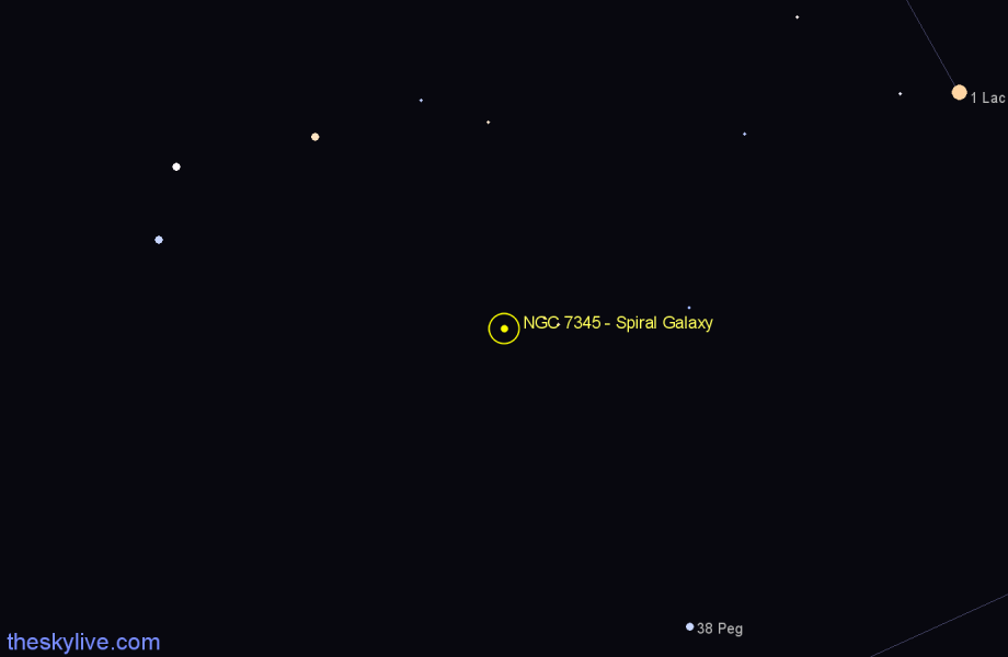 Finder chart NGC 7345 - Spiral Galaxy in Pegasus star