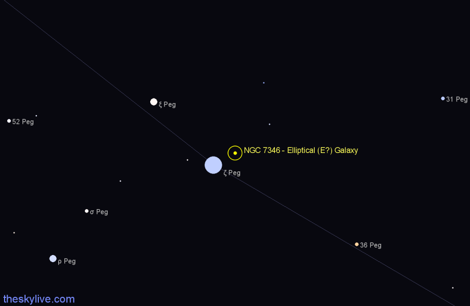 Finder chart NGC 7346 - Elliptical (E?) Galaxy in Pegasus star