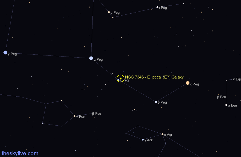 Finder chart NGC 7346 - Elliptical (E?) Galaxy in Pegasus star