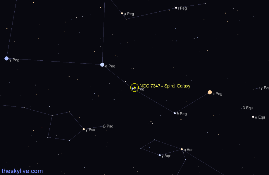 Finder chart NGC 7347 - Spiral Galaxy in Pegasus star