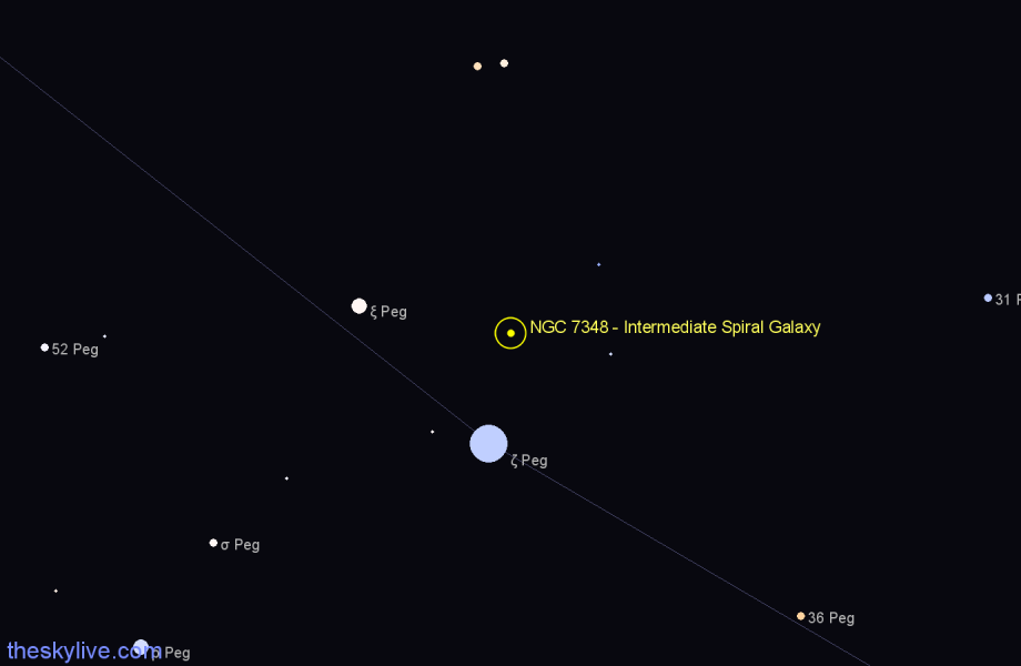 Finder chart NGC 7348 - Intermediate Spiral Galaxy in Pegasus star