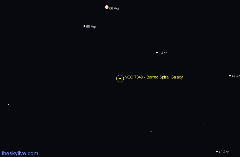 Finder chart NGC 7349 - Barred Spiral Galaxy in Aquarius star