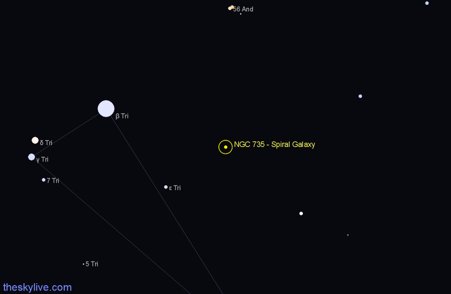Finder chart NGC 735 - Spiral Galaxy in Triangulum star