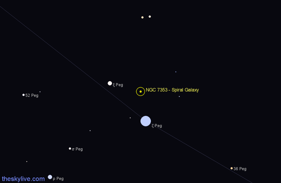 Finder chart NGC 7353 - Spiral Galaxy in Pegasus star