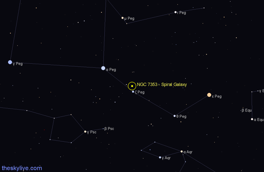 Finder chart NGC 7353 - Spiral Galaxy in Pegasus star