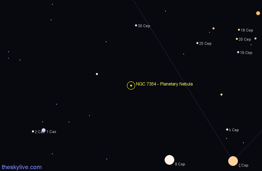 Finder chart NGC 7354 - Planetary Nebula in Cepheus star
