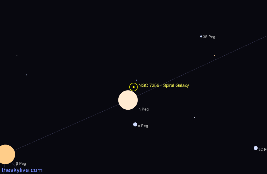 Finder chart NGC 7356 - Spiral Galaxy in Pegasus star